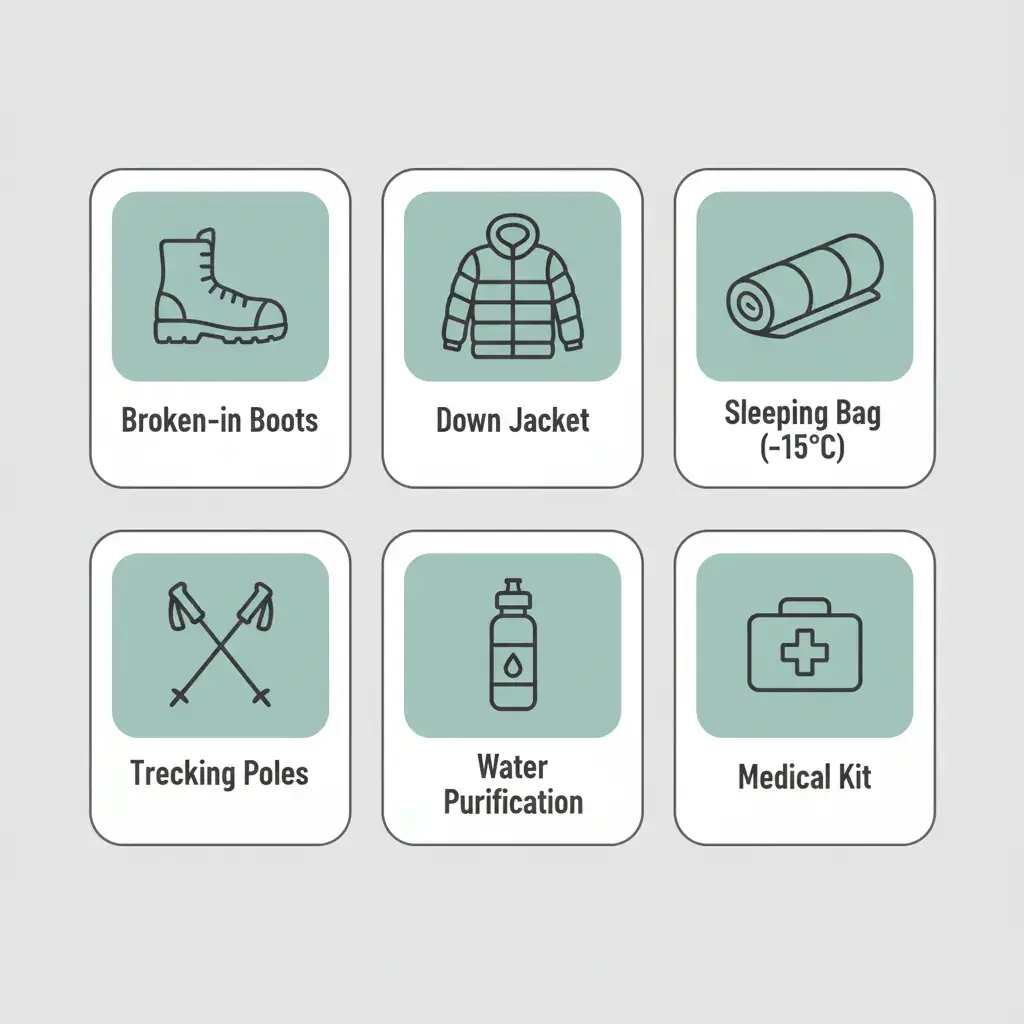 A set of six modern, Everest gear clean icon cards