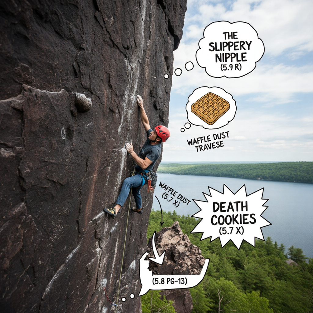 Devil's Lake climbing action shot